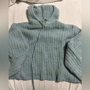 Teal fuzzy hooded sweater